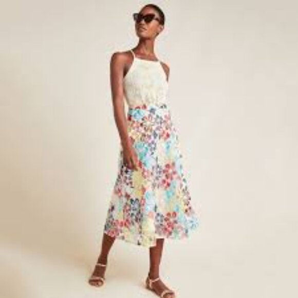 Eva Franco by Anthropologie Floral Embroidered  Midi Skirt   1X/ 16-  18W - Picture 1 of 9